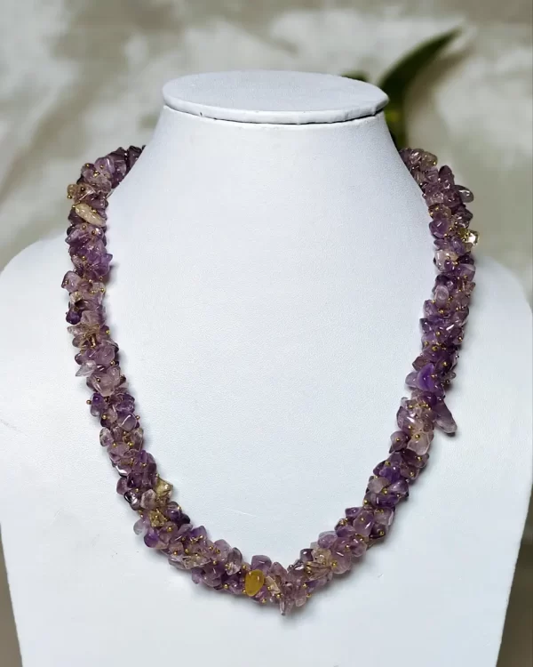 Amethyst Amour - DN0110 - Amethyst chips, in a 16" choker style necklace