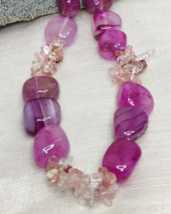 Pink Power - DN0428 - Chips of pink coloured rock crystal along with pink Onyx tumbles come together in 19” of colour-shock.
