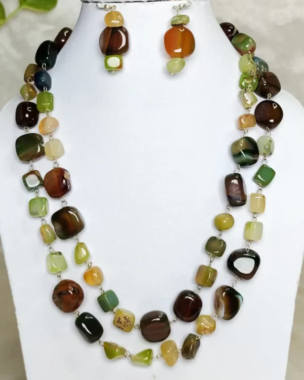 Garden Goddess - DN0505 - 40” of chain linked Onyx tumbles that explore all the nuances and shades of a dappled woodland glade.