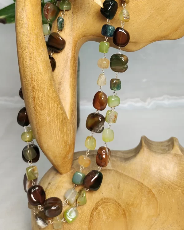 Garden Goddess - DN0505 - 40” of chain linked Onyx tumbles that explore all the nuances and shades of a dappled woodland glade.