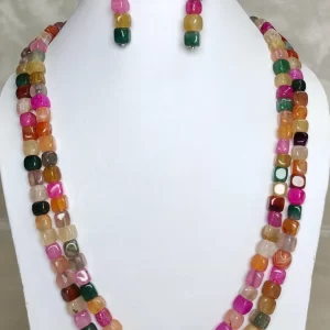 Colour Caper – DN 0553 - Two 19” strands of roughly shaped Onyx tumbles come together in a medley of pure eye-popping colour.