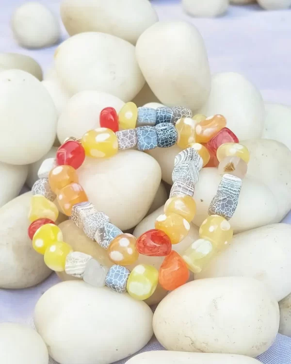 Fruit Salad - DB0014 - Bracelet - Beads and cubes of all shades of Onyx come together in this bright colour-splattered double wrap-around strand for your wrist.